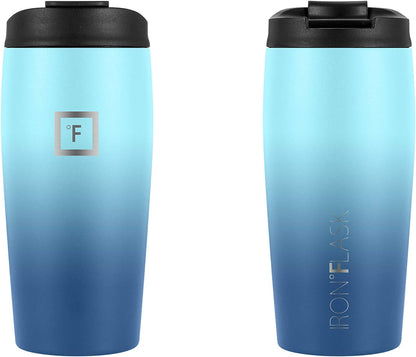 Nomad Tumbler - 2 Lids Straw/Flip, Vacuum Insulated Stainless Steel Bottle, Double Walled, Drinking Cup, Thermo Coffee Travel Mug, Water - Blue Waves, 16 Oz